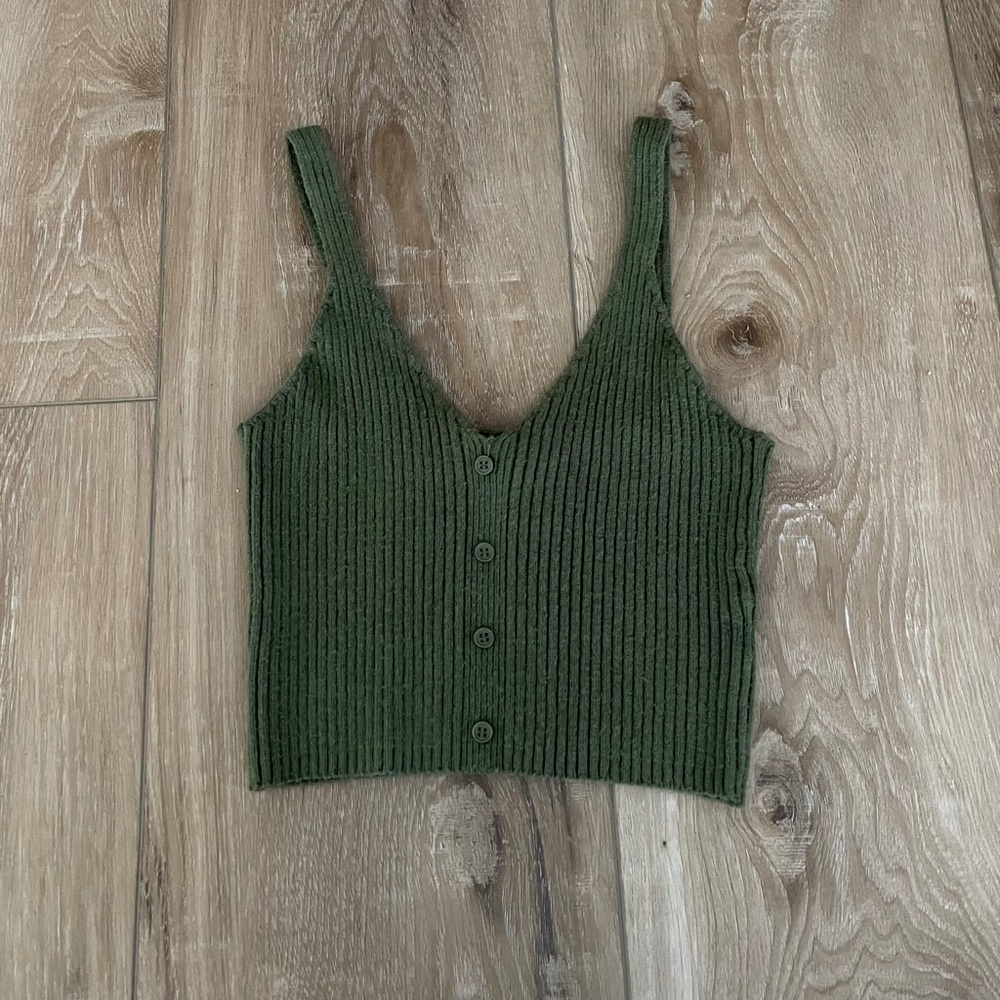 Subdued Ribbed Green Tank